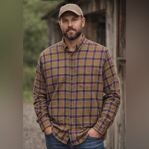 The Foundry Supply Co Mens Flannel Shirt 3XLT Plaid Long Sleeve Cotton Button Up